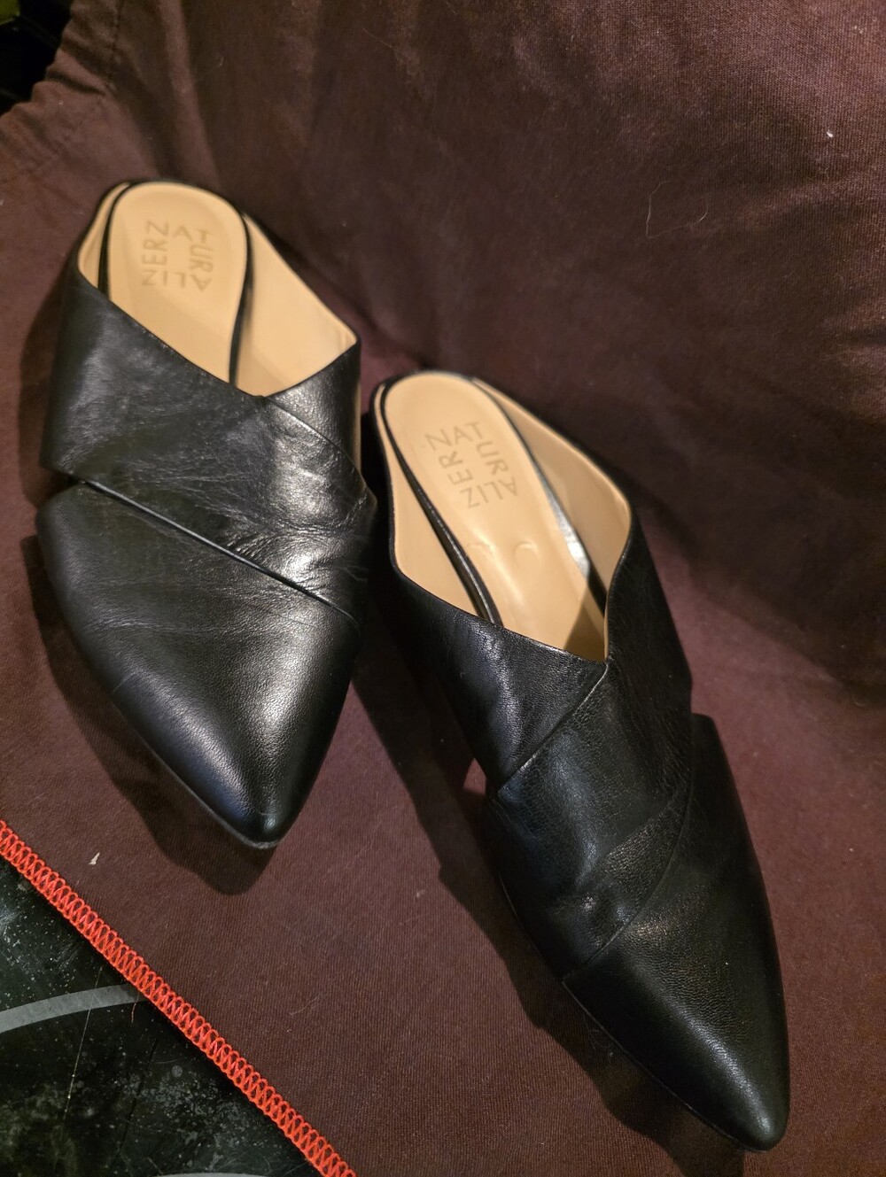Naturalizer Simonette Leather Flat Mule Black Size 7 - Picture 2 of 5